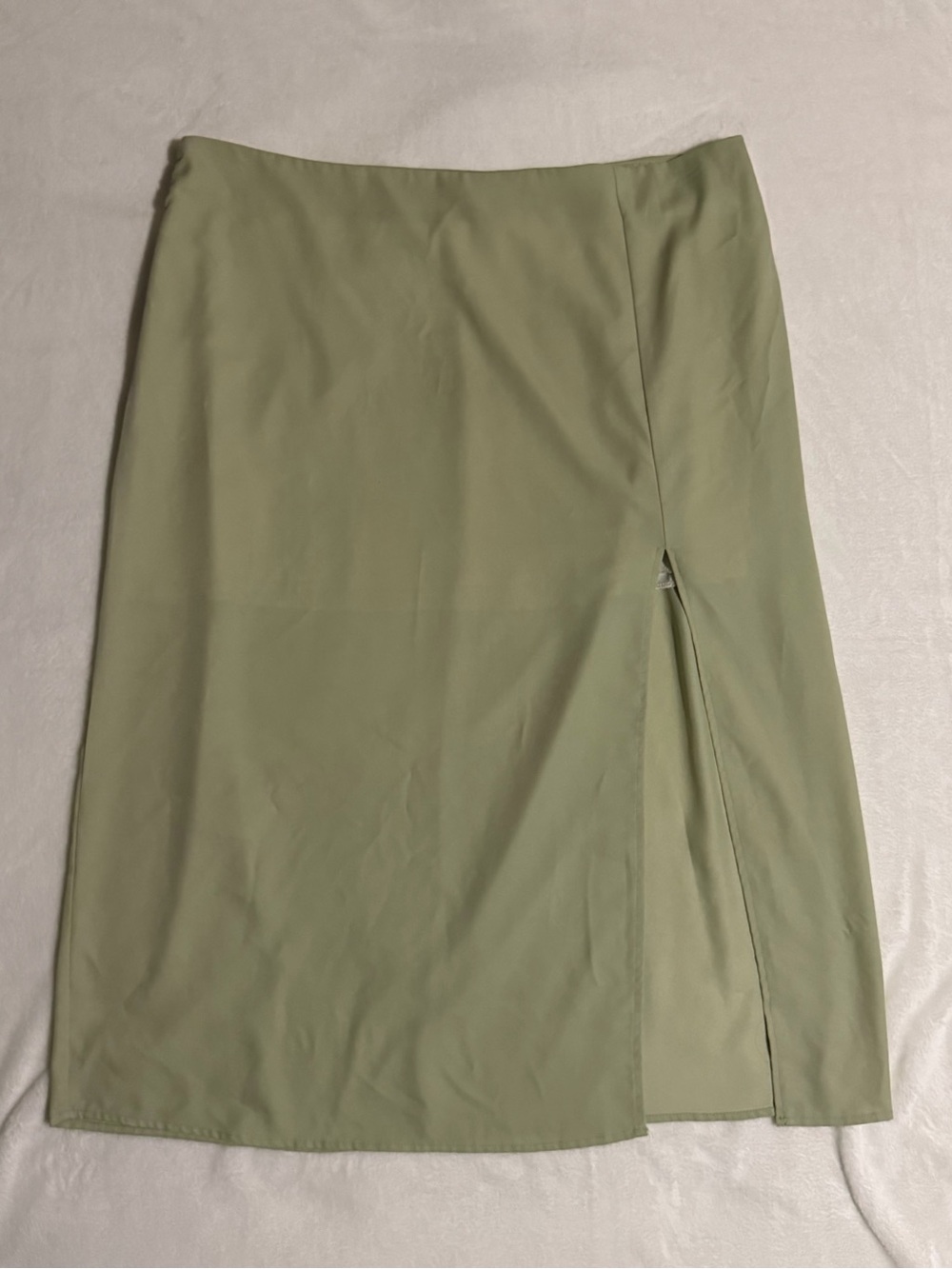 SHEIN Light Olive Green Maxi Skirt with Side Slit